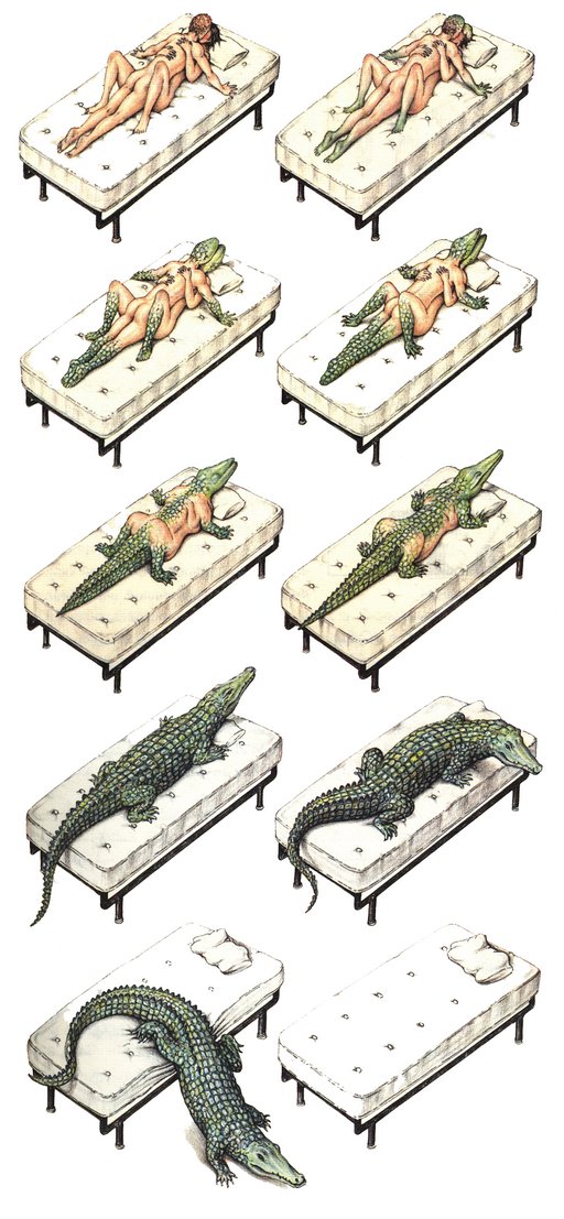 sex couple merges into an alligator like beast