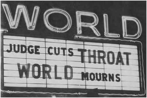 movie theatre marquis announces judicial censorship of Deep Throat porn movie