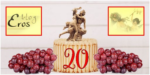 birthday cake graphic for twenty years of ErosBlog 20th