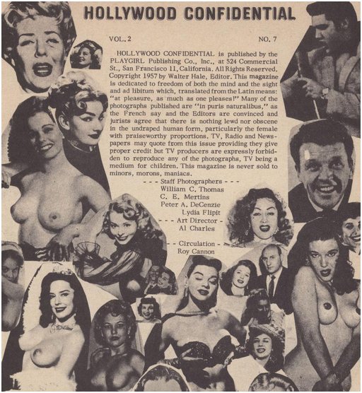 masthead detail from a 1957 Hollywood Confidential magazine