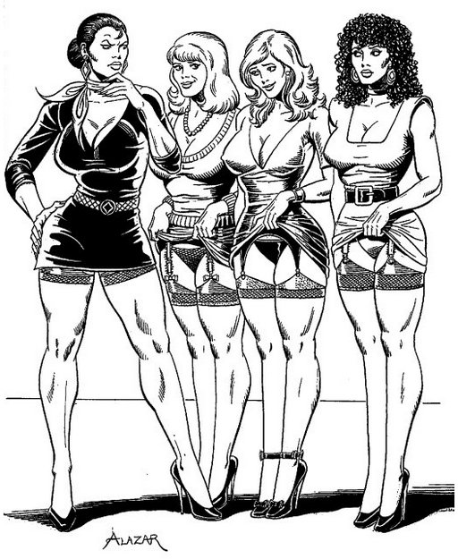 four women conduct a lingerie inspection