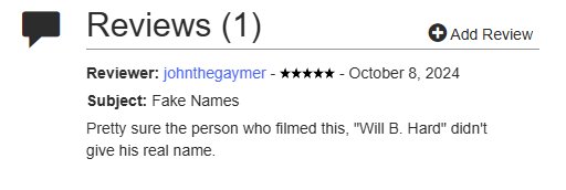 review and complaint about the porn names used by the performers and producers of the vintage porn movie