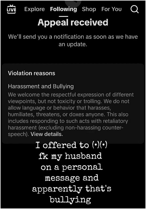 harassment warning for tit fucking flirt