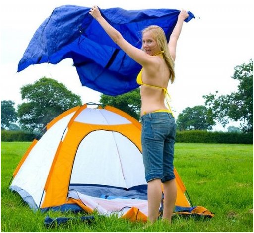 pretty blonde ruth sets up her tent for sex camping