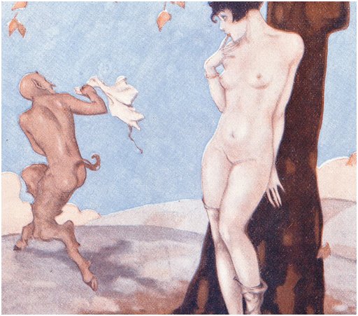 horny satyr fucked her up against a tree and then ran off with her lingerie