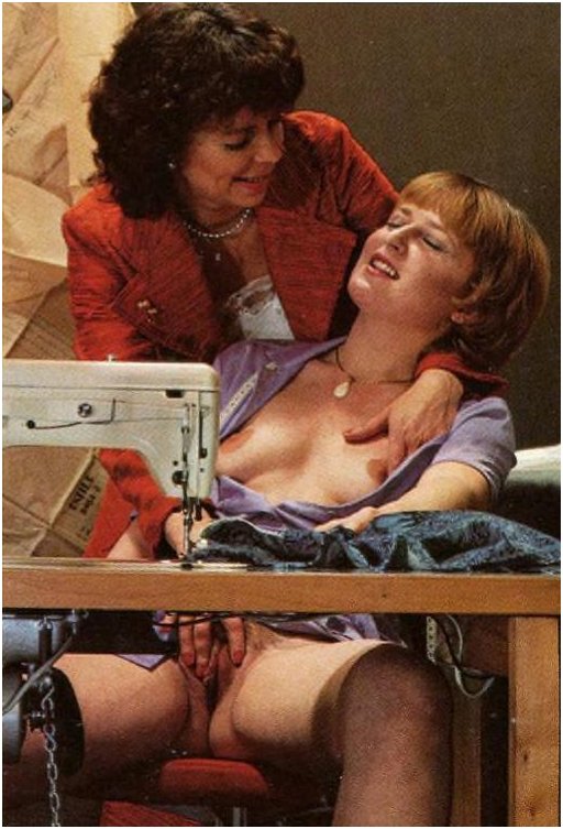 full on hands on her pussy at her sewing machine