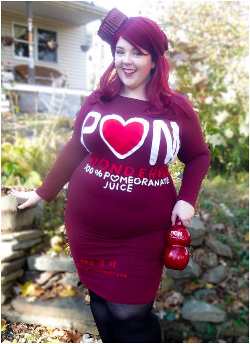 sexy lady dressed up as a bottle full of wonderful juice