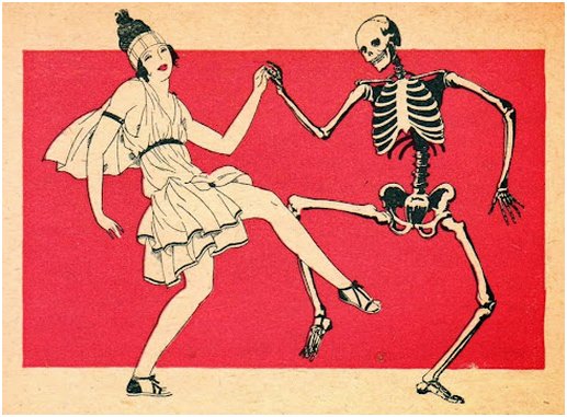 flapper chick dancing with a skeleton