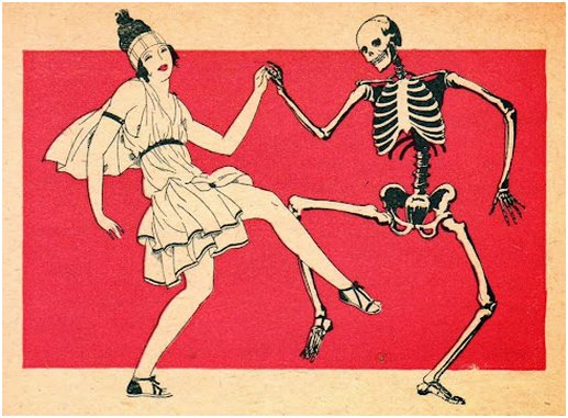 flapper chick dancing with a skeleton