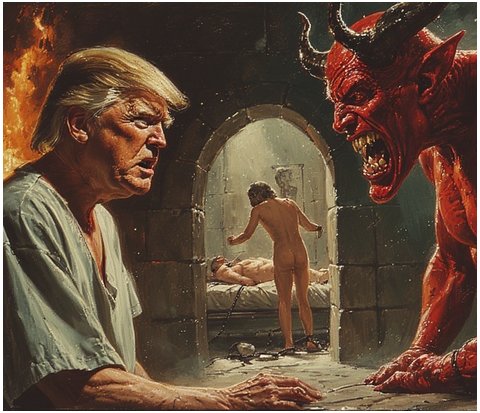 Trump negotiating with the devil in Hell