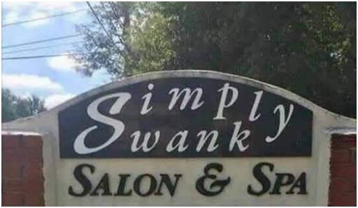 bad typography on a sign makes the Simply Swank Salon look like a wank salon
